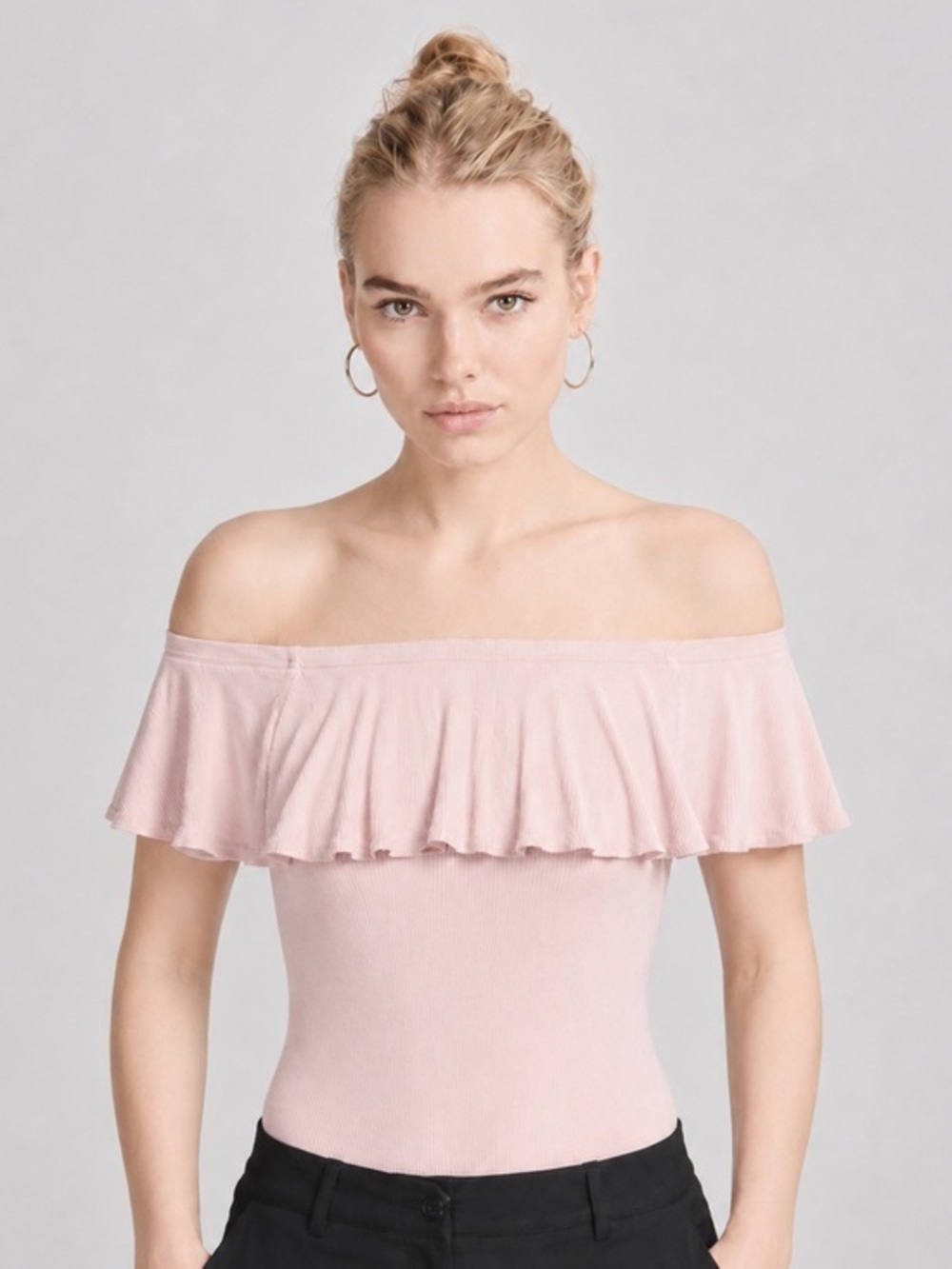 Express Ribbed Off the Shoulder Mauve Pink Thong Bodysuit Size XS
